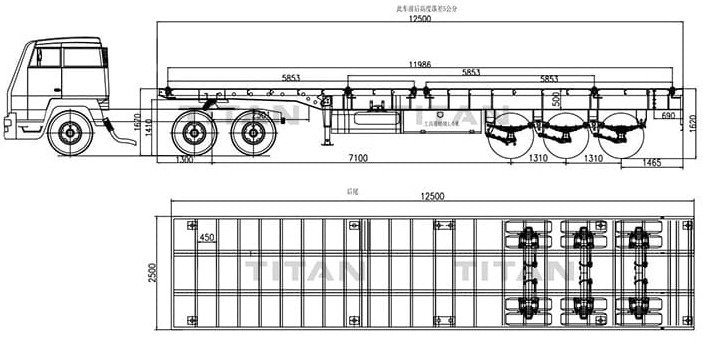 40 Feet 3/ Tri Axle Flatbed Tractor Trailer with Air Suspension for Sale in Kenya