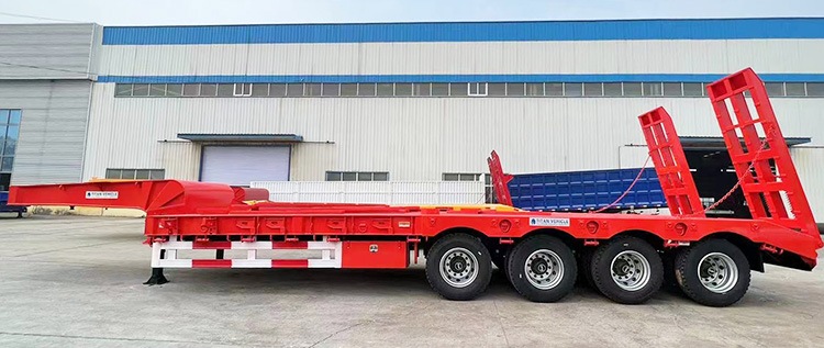 Hydraulic Low Bed Trailer Price | 4 Axle Low Bed Semi Trailer for Sale in Philippines